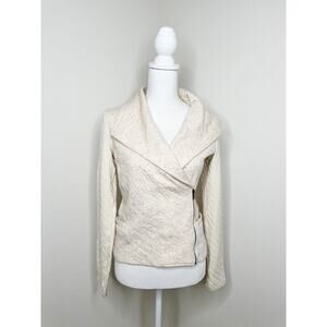 Anthropologie Dolan Left Coast Collection Oatmeal Heathered Knit Moto Jacket